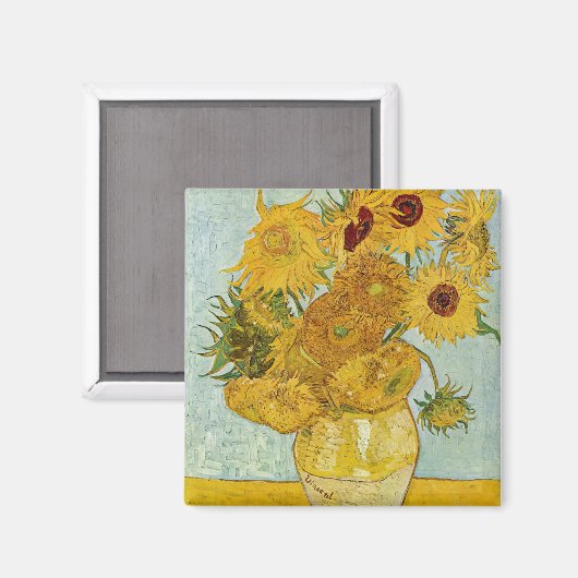 Vincent Van Gogh - Vase mit zwölf Sonnenblumen Magnet (Vorderseite/Rückseite)