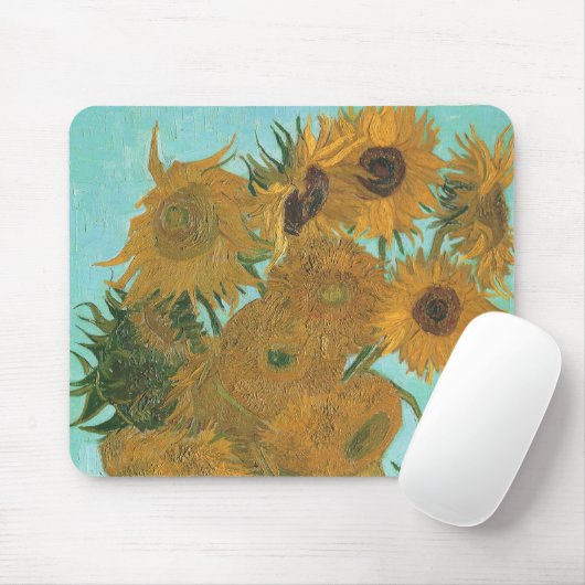 Vincent van Gogh - Vase mit zwölf Sonnenblumen Mousepad (Mit Mouse)
