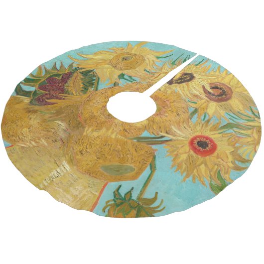 Vincent Van Gogh - Vase mit zwölf Sonnenblumen Polyester Weihnachtsbaumdecke (Schrägansicht)