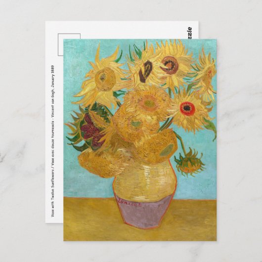 Vincent Van Gogh - Vase mit zwölf Sonnenblumen Postkarte (Vorne/Hinten)