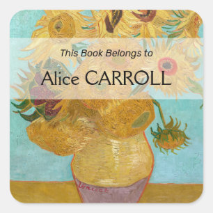 Vincent Van Gogh - Vase mit zwölf Sonnenblumen Quadratischer Aufkleber
