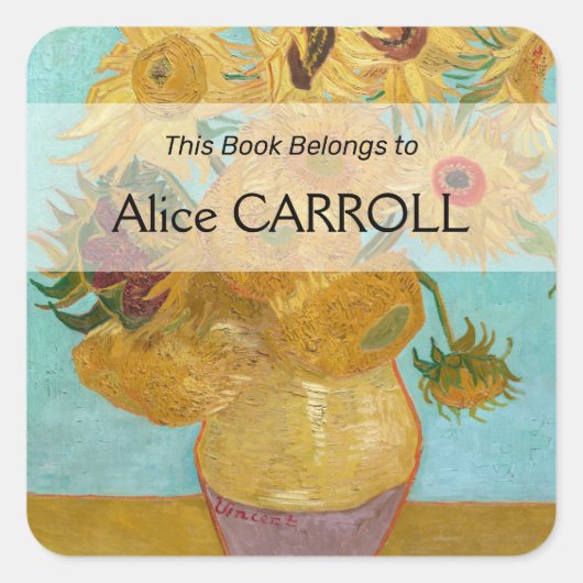 Vincent Van Gogh - Vase mit zwölf Sonnenblumen Quadratischer Aufkleber (Vorderseite)