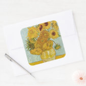Vincent Van Gogh - Vase mit zwölf Sonnenblumen Quadratischer Aufkleber (Umschlag)