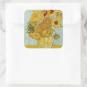 Vincent Van Gogh - Vase mit zwölf Sonnenblumen Quadratischer Aufkleber (Tasche)