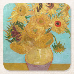Vincent Van Gogh - Vase mit zwölf Sonnenblumen Rechteckiger Pappuntersetzer