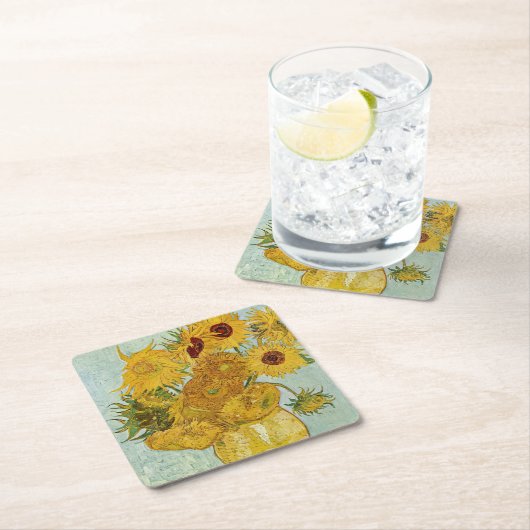 Vincent Van Gogh - Vase mit zwölf Sonnenblumen Rechteckiger Pappuntersetzer (Vor Ort)