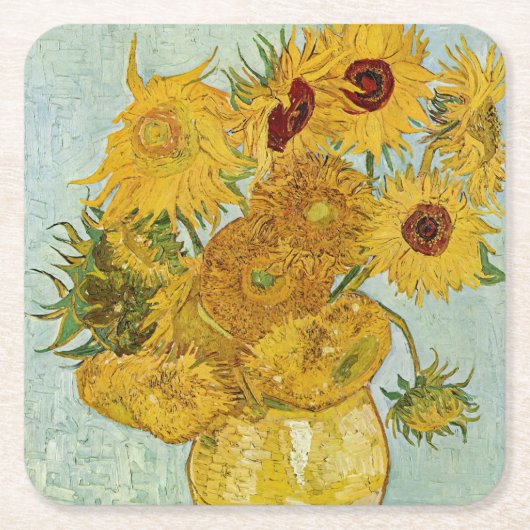 Vincent Van Gogh - Vase mit zwölf Sonnenblumen Rechteckiger Pappuntersetzer (Vorderseite)