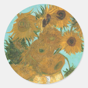 Vincent van Gogh - Vase mit zwölf Sonnenblumen Runder Aufkleber