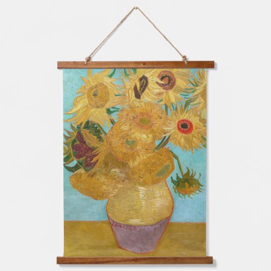 Vincent Van Gogh - Vase mit zwölf Sonnenblumen Wandteppich Mit Holzrahmen (Vorderseite)