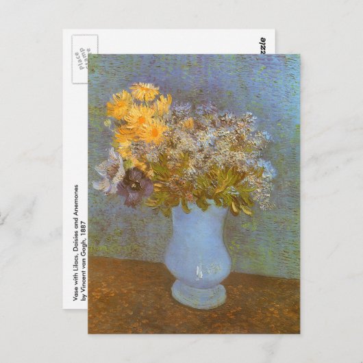 Vincent van Gogh Vase of Lilacs, Daisies, Anemones Postkarte (Vorne/Hinten)