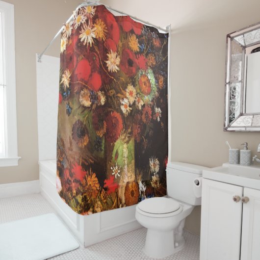 Vincent Van Gogh Vase Poppies Cornflowers Peonies Duschvorhang (Beispiel)