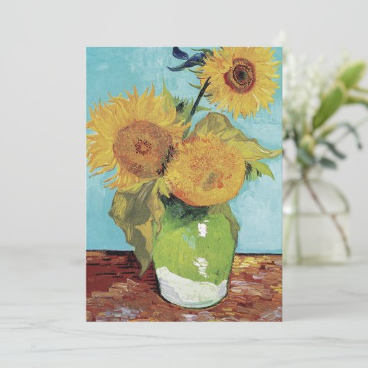 Vincent Van Gogh Vase Sunflowers Einladung (Stehend Vorderseite)