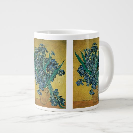 Vincent van Gogh - Vase w Irises Yellow Background Jumbo-Tasse (Vorderseite Rechts)