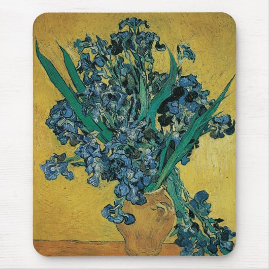 Vincent van Gogh - Vase w Irises Yellow Background Mousepad (Vorne)