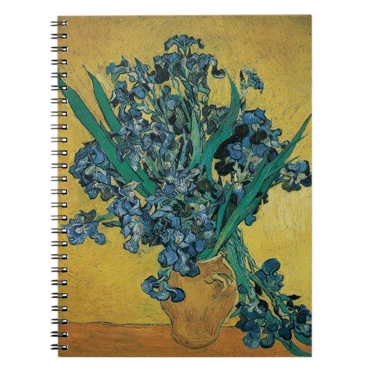 Vincent van Gogh - Vase w Irises Yellow Background Notizblock (Vorderseite)