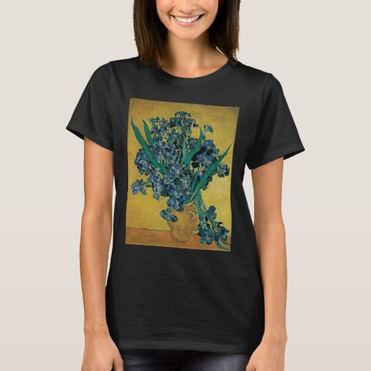 Vincent van Gogh - Vase w Irises Yellow Background T-Shirt (Vorderseite)