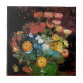Vincent Van Gogh - Vase with Zinnias Fine Art Fliese (Vorderseite)