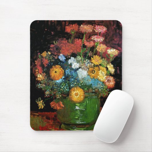 Vincent Van Gogh - Vase with Zinnias Fine Art Mousepad (Mit Mouse)