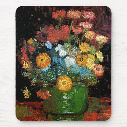 Vincent Van Gogh - Vase with Zinnias Fine Art Mousepad (Vorne)
