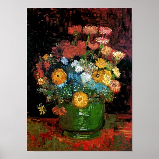 Vincent Van Gogh - Vase with Zinnias Fine Art Poster (Vorne)
