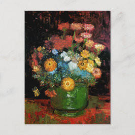 Vincent Van Gogh - Vase with Zinnias Fine Art Postkarte