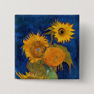 Vincent van Gogh - Vasen mit fünf Sonnenblumen Button