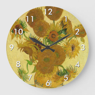 Vincent van Gogh - Vasen mit fünfzehn Sonnenblumen Große Wanduhr