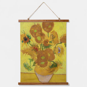 Vincent van Gogh - Vasen mit fünfzehn Sonnenblumen Wandteppich Mit Holzrahmen