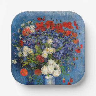 Vincent van Gogh - Vasen mit Kornblumen und Mohn Pappteller