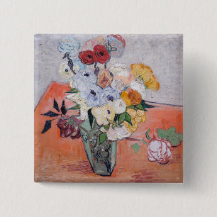 Vincent van Gogh - Vasen mit Rosen und Anemonen Button