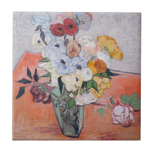 Vincent van Gogh - Vasen mit Rosen und Anemonen Fliese