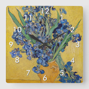 Vincent van Gogh - Vasen mit Schwertlilien Quadratische Wanduhr