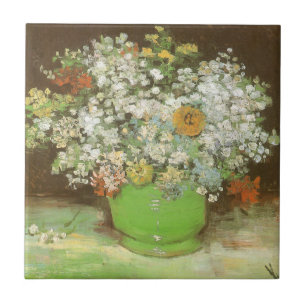 Vincent van Gogh - Vasen mit Zinnien und Blumen Fliese