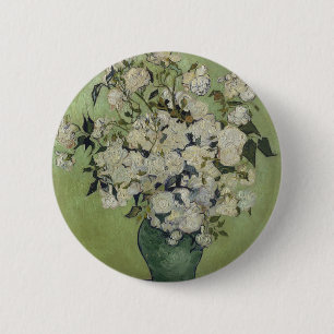 Vincent Van Gogh Vasen-Rosen-Gemälde Florale Kunst Button
