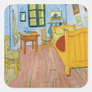 Vincent Van Gogh - Vincent's Bedroom in Arles Quadratischer Aufkleber