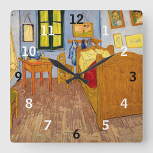 Vincent van Gogh - Vincents Schlafzimmer in Arles Quadratische Wanduhr