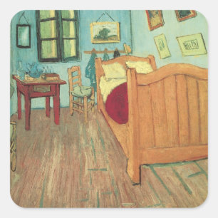 Vincent van Gogh - Vincents Schlafzimmer in Arles Quadratischer Aufkleber