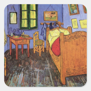 Vincent van Gogh - Vincents Schlafzimmer in Arles Quadratischer Aufkleber