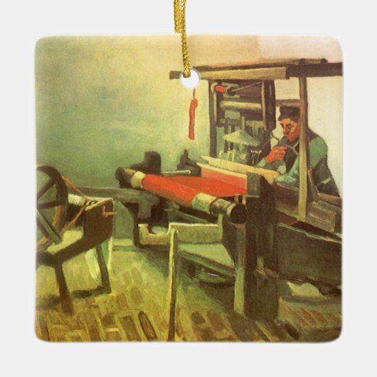Vincent van Gogh Weaver gegenüber Links Spinnrad Keramikornament (Vorderseite)