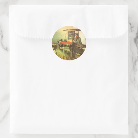 Vincent van Gogh Weaver gegenüber Links Spinnrad Runder Aufkleber (Tasche)