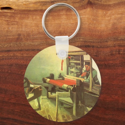 Vincent van Gogh Weaver gegenüber Links Spinnrad Schlüsselanhänger (Vorderseite)
