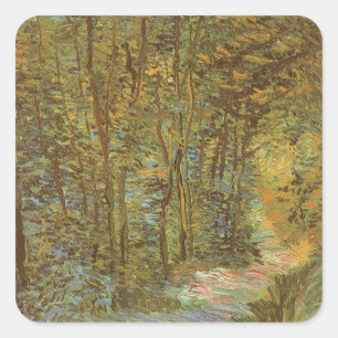 Vincent van Gogh - Weg im Wald Quadratischer Aufkleber