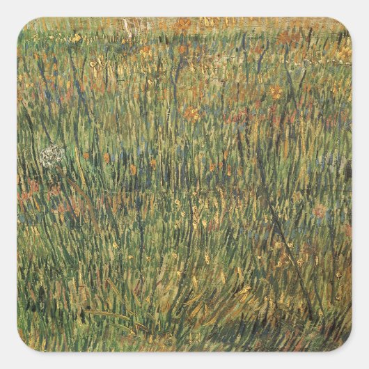 Vincent van Gogh - Weide in Bloom Quadratischer Aufkleber (Vorderseite)
