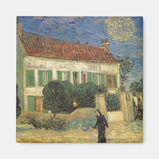 Vincent van Gogh - Weißes Haus in der Nacht Magnet (Vorne)