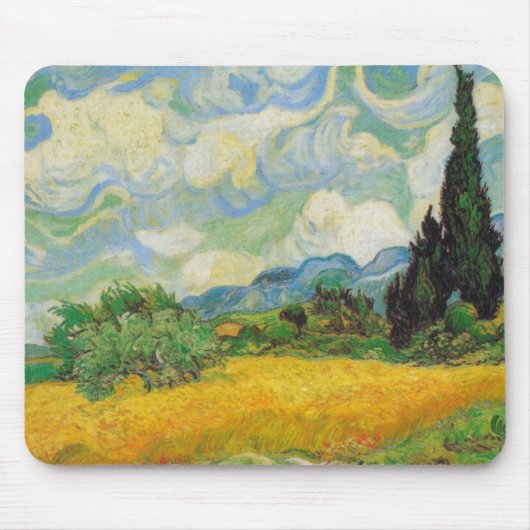Vincent van Gogh - Weizen-Feld mit Zypressen Mousepad (Vorne)