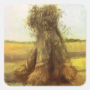 Vincent van Gogh - Weizenbündel Quadratischer Aufkleber