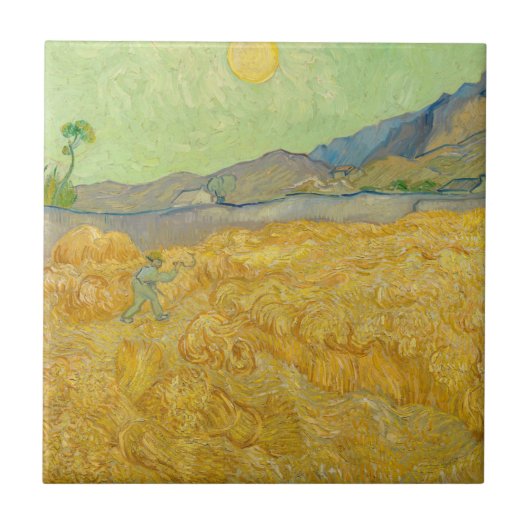 Vincent van Gogh - Weizenfeld mit einem Schnitter Fliese (Vorderseite)