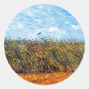 Vincent Van Gogh - Weizenfeld mit einer Lerche Runder Aufkleber