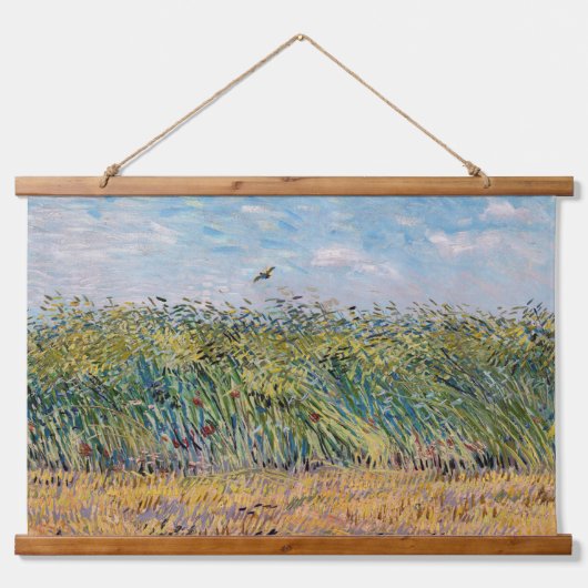 Vincent van Gogh - Weizenfeld mit Lark Wandteppich Mit Holzrahmen (Vorne)
