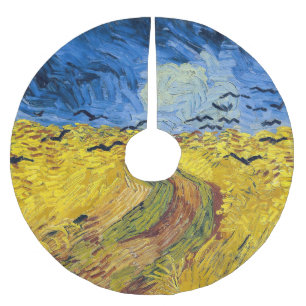 Vincent van Gogh - Weizenfeld mit Raben Polyester Weihnachtsbaumdecke